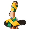 thumbnail image 4 of Fankiway Women's Colorblock Slide Sandals Crisscross Strap Flat Non-Slip Comfortable Summer Yellow 6, 4 of 6