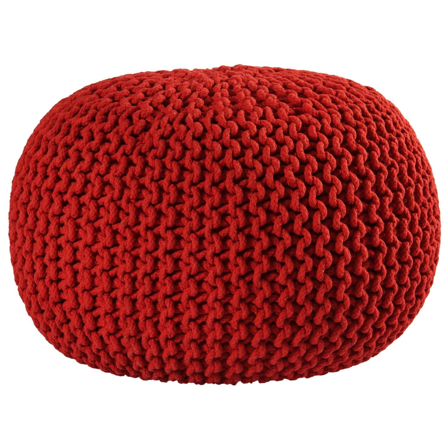 pouf ottoman cotton rope, red, 16inch