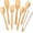 Yellow-Bamboo, variant on Wooden Spoons for Cooking 7-, Kitchen Nonstick Cooking Utensils Set, Durability Wooden Spatula Spoon for Everyday Use, Light Yellow