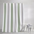 thumbnail image 3 of Sage Green Grey Stripe Shower Curtains for Bathroom, Modern Farmhouse Vertical Striped Waterproof Fabric Shower Curtain, Decorative Bathroom Curtain for Bathtub, 72"x78" , No Hooks Included, 3 of 9