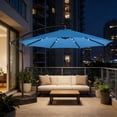thumbnail image 4 of 9.7ft Cantilever Patio Umbrella with Solar LED Lights & Protective Cover UPF30+ Sun Shade with Cross Base & Sandbag for Outdoor Backyard (Lake Blue), 4 of 7