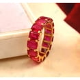 thumbnail image 2 of Lab Created Ruby Eternity Band For Women 925Silver Emerald Cut Gemstone Luxury Ring Engagement Ring Wedding Band Birthstone Anniversary Gift, 2 of 2