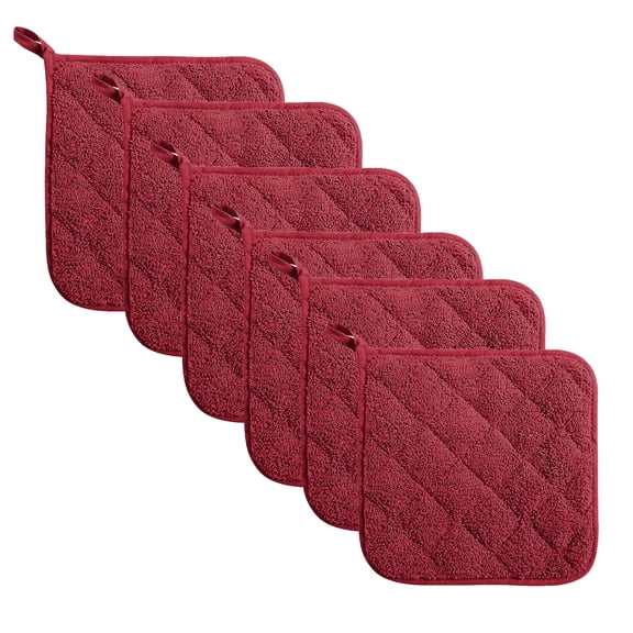 Pot Holders for Kitchen, Terry Pot Holder Set of 6, Heat Resistant Hot Pads for Cooking, Baking, Hot Dishes and Countertop Protection