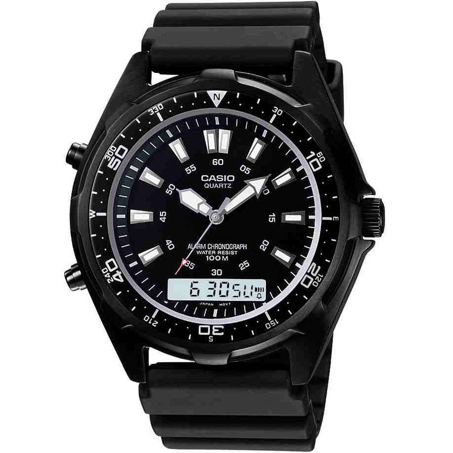 casio men's black resin strap rotating count up bezel watch