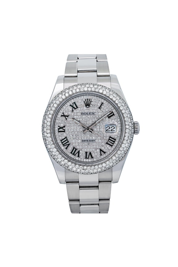 Pre-Owned Rolex Datejust II 116300 41MM White Diamond Dial With Stainless Steel Oyster Bracelet