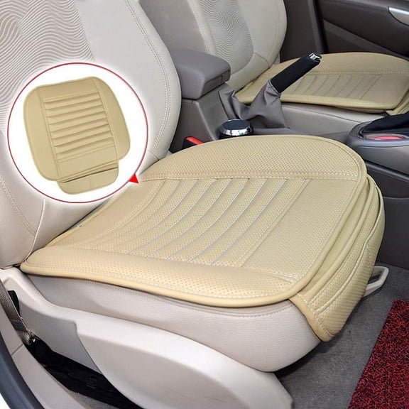 Car Front Seat Cover Breathable PU Leather Pad Mat Auto Chair Cushion Universal Beige