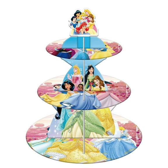 3 Tier Princess Cupcake Stand Cupcake Holder, Princess Cardboard Cupcake Tower Dessert Stand Holder for Birthday Party