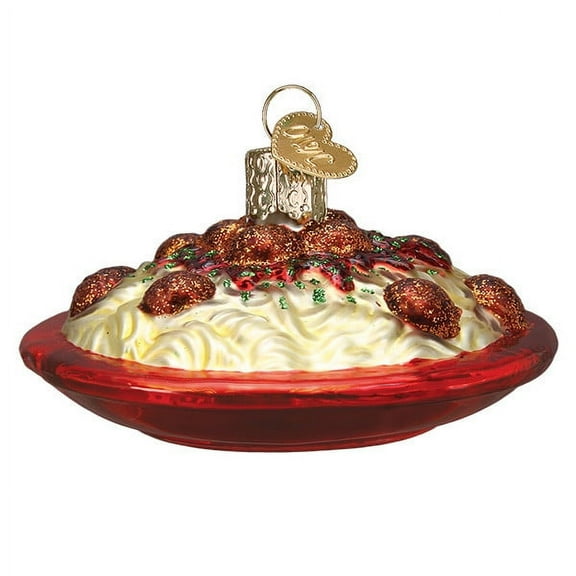 Old World Christmas Spaghetti And Meatballs - One Ornament 1.5 Inch, Glass - Italian Dinner Dish 32447