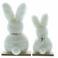thumbnail image 4 of 2PCS Easter White Bunny Decorations 7/9inch Plush Bunnies Standing on The Wooden Block Fluffy Rabbit Figurines with Wood Sign for Farmhouse, 4 of 6