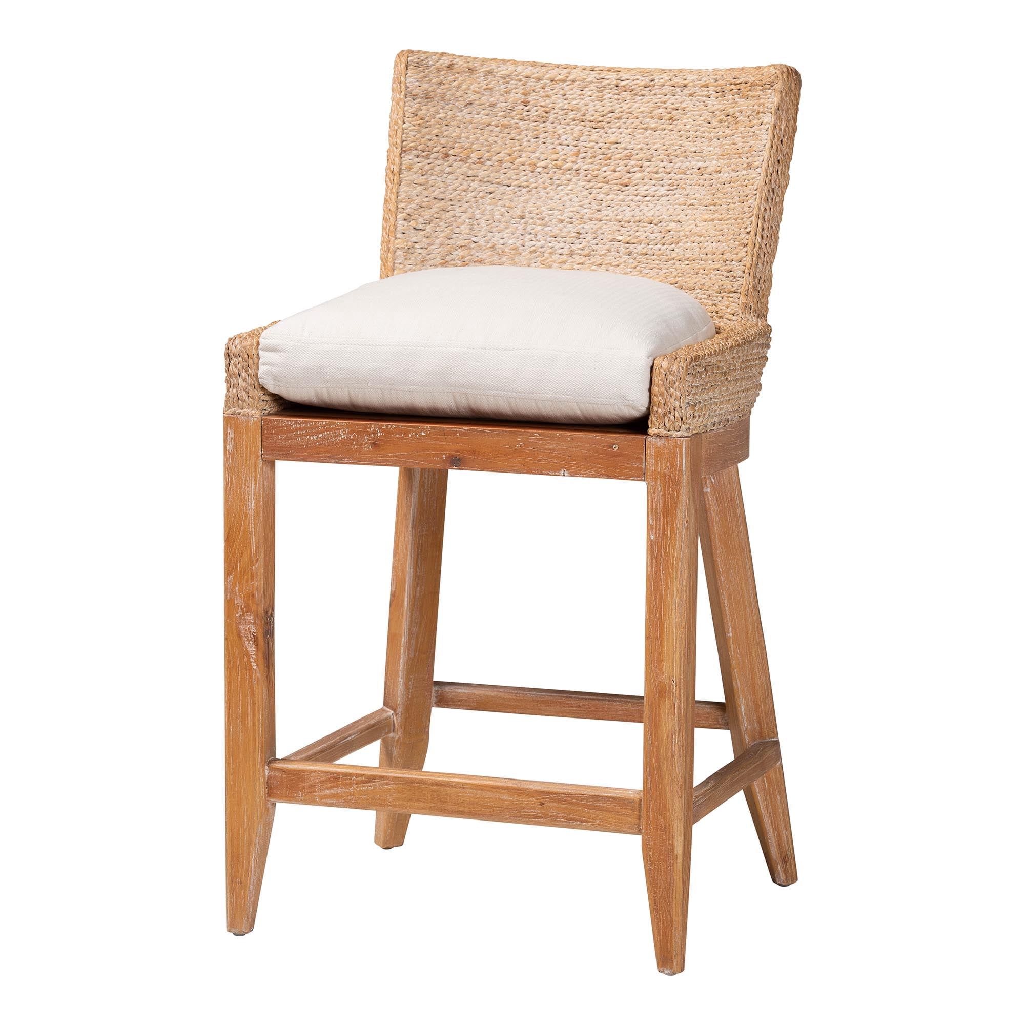 bali & pari Ridley Boho Counter Stool, Counter Height, White Wash