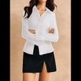 thumbnail image 4 of Camisa de Larga con Botones y Textura para Mujer, Blusa Informal para Oficina y Trabajo M, 4 of 7