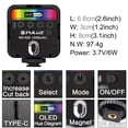 thumbnail image 3 of Luz LED RGB para cámara, 2500K-9000K, mini luz para video/fotografía con batería recargable integrada, regulable, portátil, para fotografía y vlogs, con accesorios magnéticos., 3 of 5