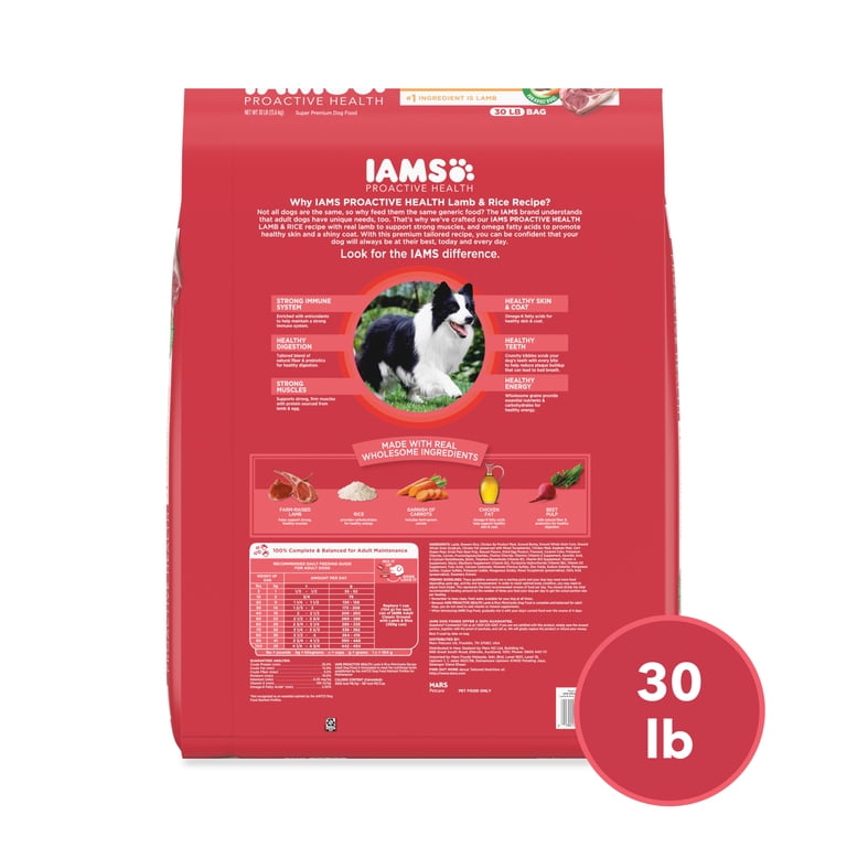 IAMS, Dry Dog Food, 30 Lb Minichunks Lamb Rice, Healthy Nutrition