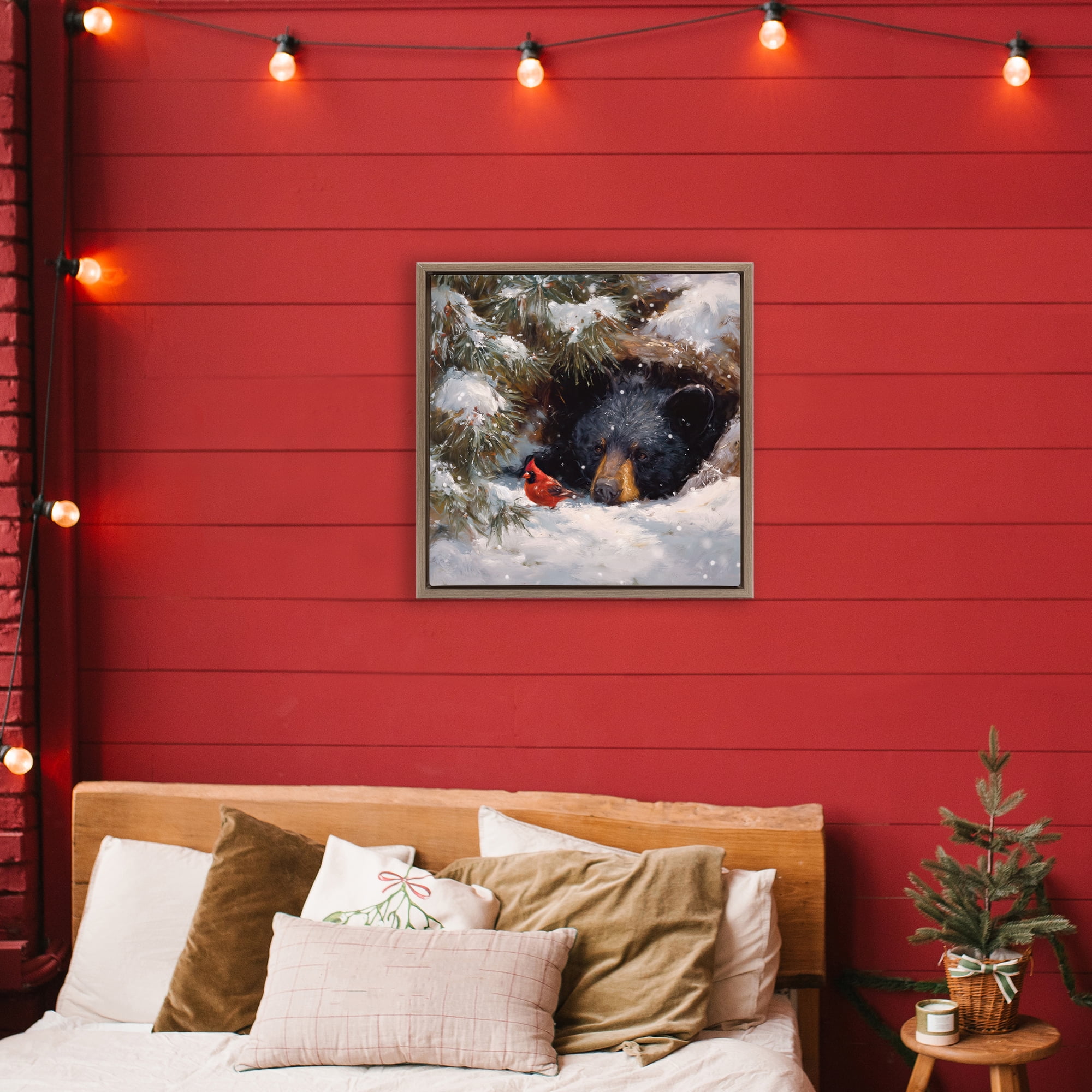 Stupell Industries Warm Watch From The Den Brown Framed Floater Canvas Wall Art, design by Tina LeCour
