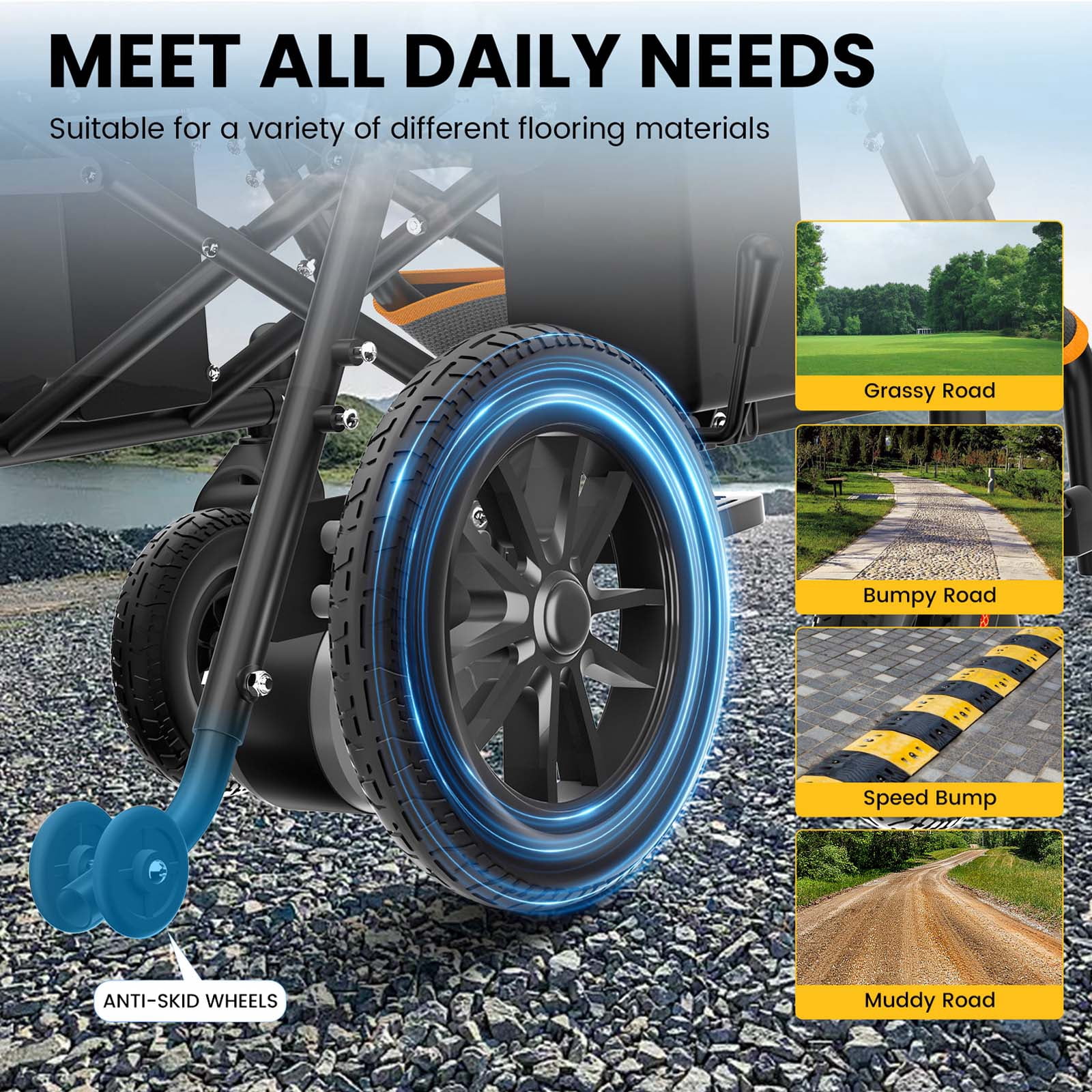 COOLHUT Foldable Electric Wheelchair, 20+ Miles Long Range Motorized Electric Wheelchair, Senior-Friendly Power Chair with 360° Joystick, All Terrain Smart Mobility Scooter, Orange