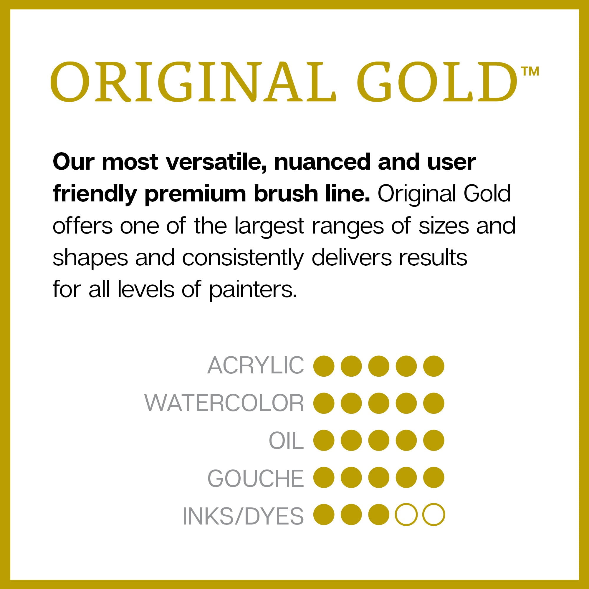 Original Gold&reg; 9120 Rake&trade; Premium Golden Taklon Brushes, Set of 5