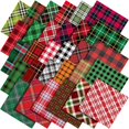 thumbnail image 2 of 60 Piezas de Tela Navideña de 10 x 10 Pulgadas Tela Acolchada Navideña Tela con Estampado de Árbol de Navidad a Cuadros Tela Estampada de Cuartos Gordos Cuadrados de Costura con Tema Navideño Decorati, 2 of 4