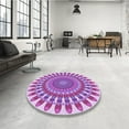 thumbnail image 3 of Ahgly Company Indoor Round Patterned Crimson Purple Area Rugs, 6' Round, 3 of 6