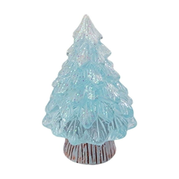 Blue Colorful Luminous Christmas Tree Blue Resin Crafted Ornament 1.5 Inches Height Glow In The Dark Mini Decoration For Desk Tree Ornament Realistic Pine Detailing Durable Multi Use Holid