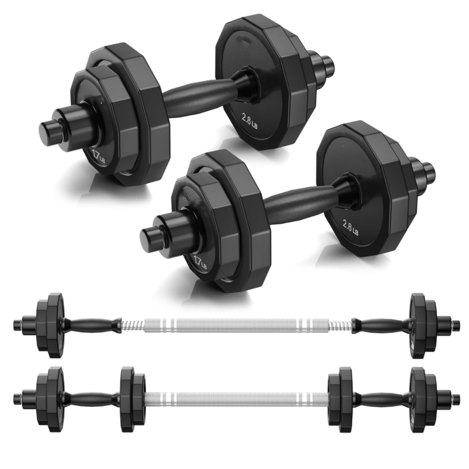 Weights Dumbbells Set, Adjustable Dumbbell Sets 22Lbs 44Lbs 66Lbs 88Lbs with Solid Steel, Barbell Free Weight Set with Connector Workout Home Gym Equipment for Men Women Strength Training Shaping