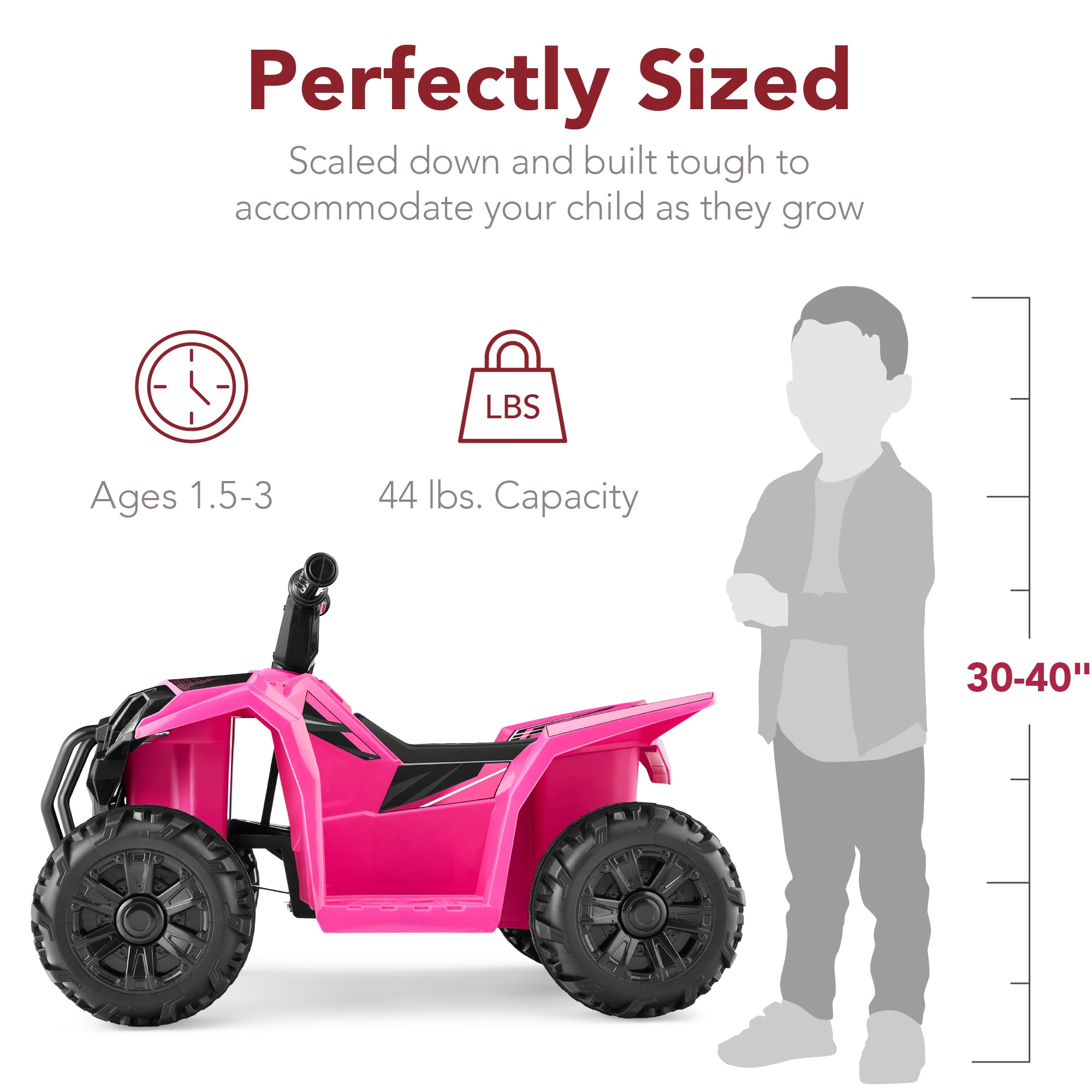 Best Choice Products 6V Kids Ride-On 4-Wheeler Quad ATV Car w/ 1.8mph Max Speed, Treaded Tires - Hot Pink