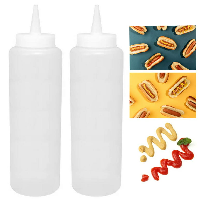 2 Pack 12oz Clear Plastic Squeeze Bottle Condiment Ketchup Mustard Oil Mayo  Salt, 1 - Kroger