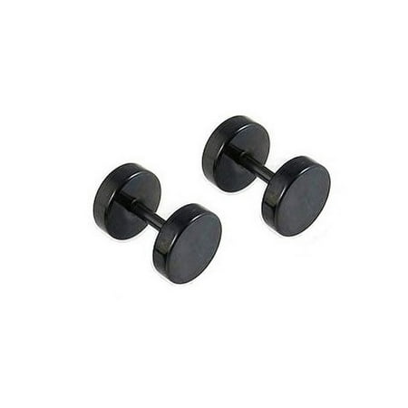 Tunnel Earrings - Black Stainless Steel Illusion Tunnel Plug Expander Earrings 8mm