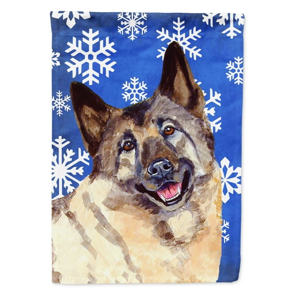 Carolines Treasures LH9308-FLAG-PARENT Norwegian Elkhound Winter Snowflakes Holiday Flag  multicolor