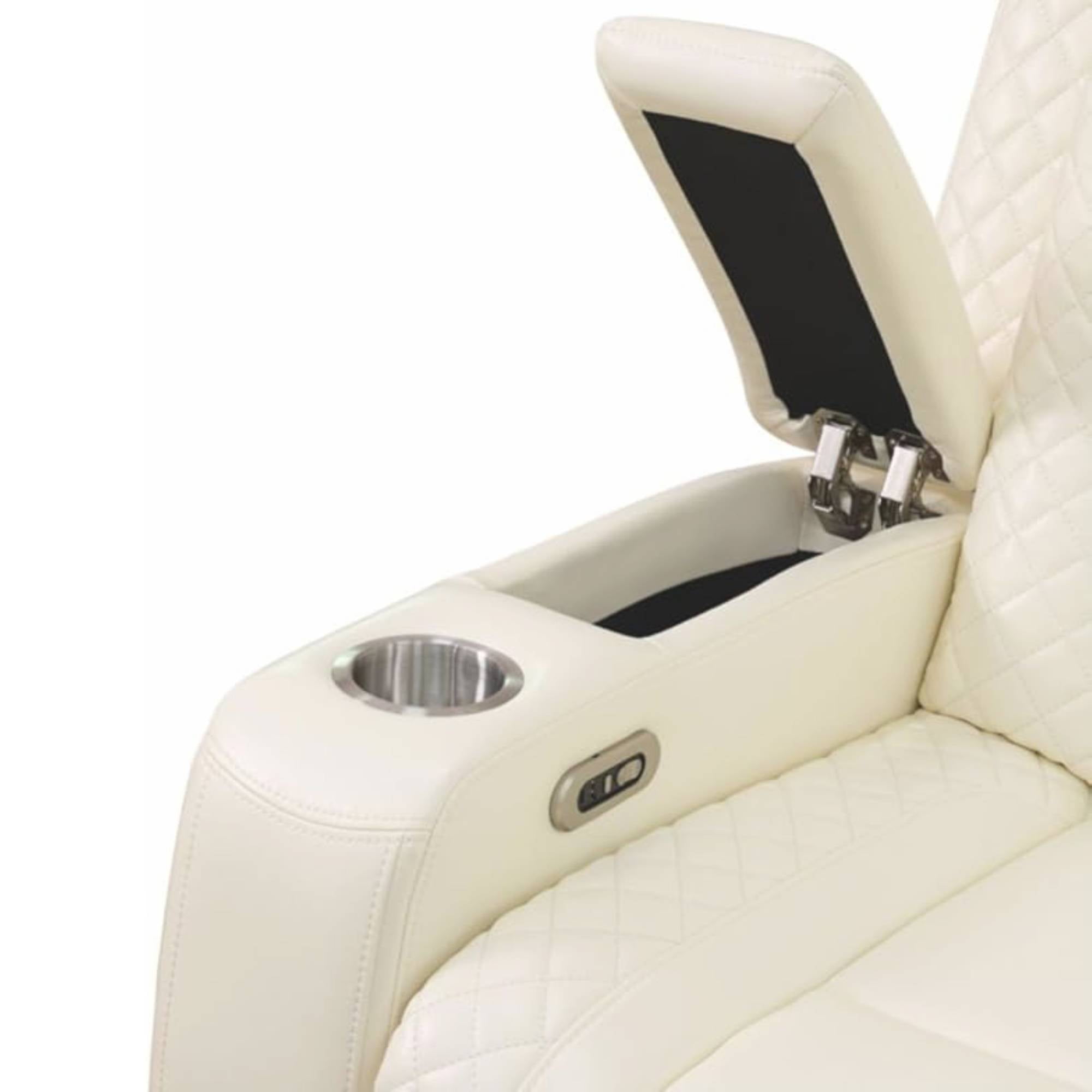 Electric Power Recliner Chair Living Room Sofa Chair, Comfy Lazy Home Theater with Cup Holder &USB Ports, White