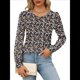 thumbnail image 1 of Blusas Plisadas de Larga Abullonada para Mujer, Cuello Redondo, Elegantes, Informales, Holgadas, para Invierno y . Floral Negro L, 1 of 5