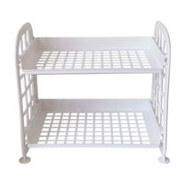 VWRXBZ Corner Shelf, 8.46x7.87x5.51 Inch Double-Layer Folding Storage Rack Concise Home Desktop Bathroom Shelf Cosmetics and Jewelry Storage Rack Shelf Organizer