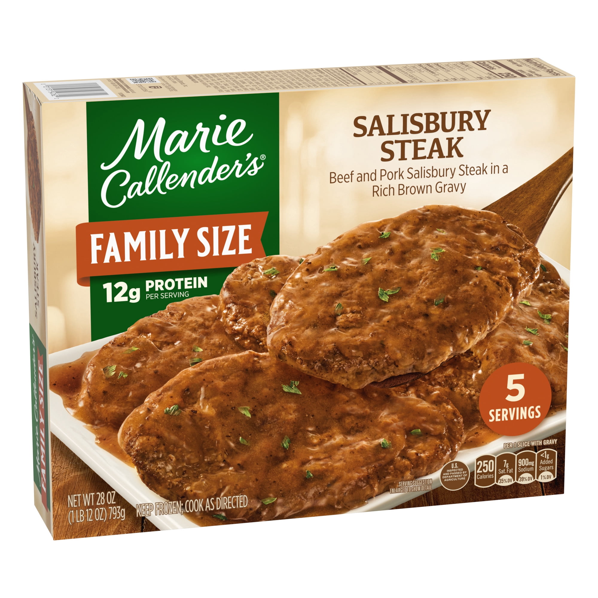 Marie Callender’s Salisbury Steak in Rich Brown Gravy, Family Size, Frozen Meal, 28 oz.