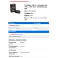 thumbnail image 2 of Front Brake Pad Set - Compatible with 1996 - 1999, 2001 - 2007 Ford Taurus SHO 1997 1998 2002 2003 2004 2005 2006, 2 of 2