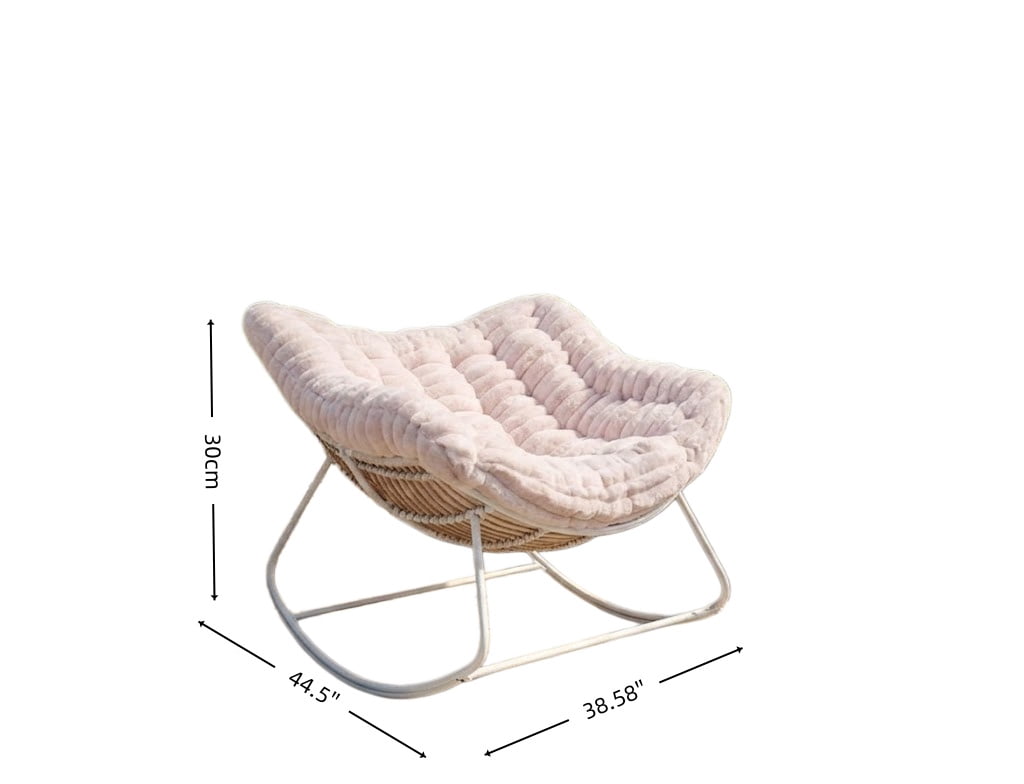 Oversized Rocking Chair, Indoor Outdoor Patio Wicker Rocker with Thick Cushion, Patio Lounge Chair Rocking Recliner
