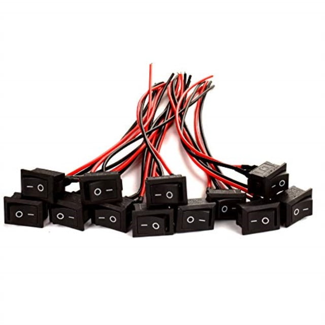 Vqvaaq Ac 6a 250v 10a 125v 2 Solder Spst On Off Mini Boat Wired Rocker Switch 2pin Toggle Spst Switch Snap With Lines 12 Pcs Walmart Com