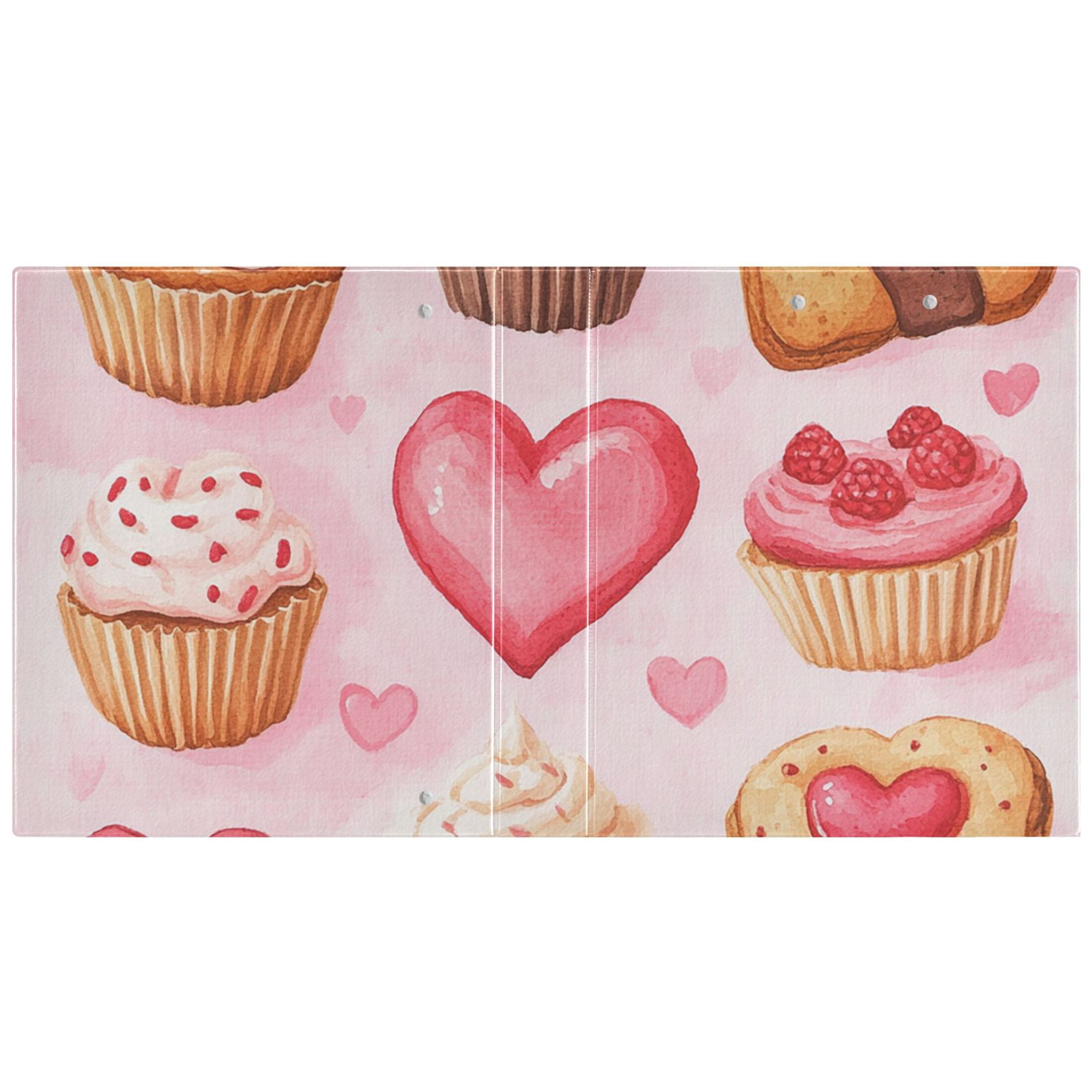 Valentines Day Cupcakes 3 Ring Binders 1.5 inch Hardcover File Folders with Interior Pockets A4 Size Organizer for School Office Hospital