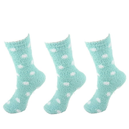 BambooMN Fuzzy Polka Dot Socks - 3 Pairs - 01