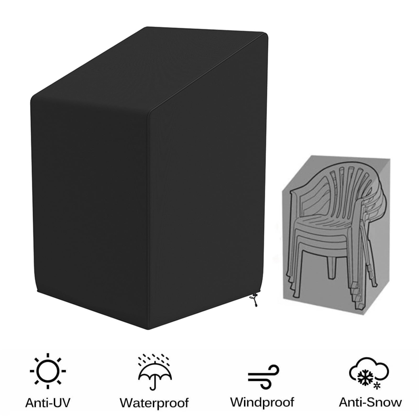 TWSOUL Garden Chair Cover 210D Oxford Fabric Waterproof Anti-UV Tear-proof Reclining Patio Stacking Chair Cover Outdoor Patio Furniture Cover 27.5'*31'*27.5'/40'
