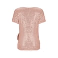 thumbnail image 6 of Vmvidoty Pleated Sequin Wrap Blouses for Women Dressy Casual Tops Business Work Shirts Ruffle Sleeve Crew Neck Summer Outfits Pink S, 6 of 9