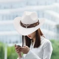 thumbnail image 3 of Sombrero de informal, accesorios para , disfraz de ala grande, sombrilla, sombrero para para mujeres, hombres, adultos, , Blanco Salvador Sombrero de vaquero occidental, 3 of 7