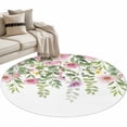 thumbnail image 6 of Pink Green Spring Round Rug 4ft Washable Circle Entryway Rugs Non Slip Floral Eucalyptus Leaves Watercolor Plant Area Rug Indoor Floor Carpet for Bedroom Kitchen Living Room Home Office Dining Room, 6 of 8