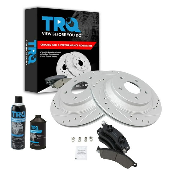 TRQ Front Ceramic Disc Brake Pad Performance Coated Rotor Kit w/Chemicals BKA15674