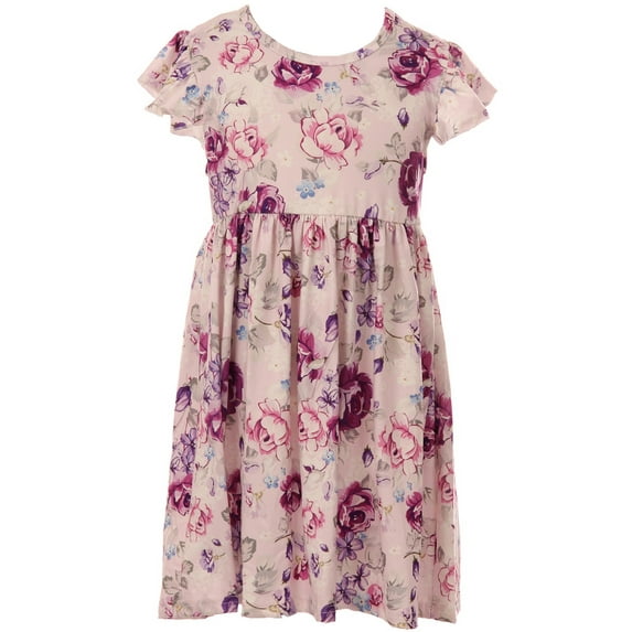 Toddler Girls Short Sleeve Floral Summer Birthday Party Flower Girl Dress Purple 2T XS (P202327P)