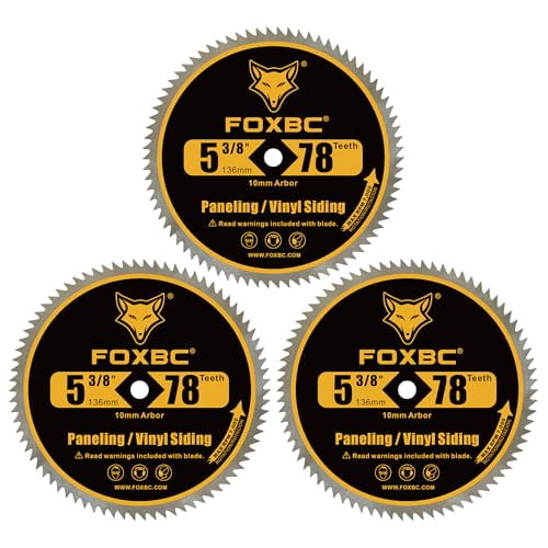 5 3/8 Inch Circular Saw Blade 78 Tooth for Paneling, Plastics, Vinyl Siding Cutting with 3/8" (10mm) Arbor, Replacement for DeWalt DW9053-3 Pack