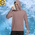 thumbnail image 2 of Stamzod Mens Rash Guard Long Sleeve Sun Hoodie with Face Mask Summer Solid Color Crewneck Fishing Shirt Casual Outdoor Athletic Sun Protection Clothing Women Pink B XXXL, 2 of 7