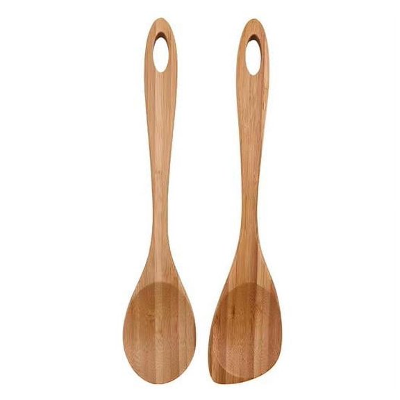Dayesque 2-Piece Wooden Kitchen Utensils Set with Salad Spoons for Cooking, Serving, Stirring, and Mixing - Ideal for Home and Restaurant Use