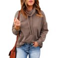 thumbnail image 2 of Women's Cowl Neck Hoodie, Women Solid Casual Hooded Sweatshirts Loose Fit Lightweight Fall Blouses Tops with Pockets, 2 of 5