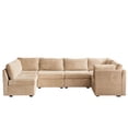 thumbnail image 5 of XIZZI 127.2" Modular Sectional Sofa,6-piece Oversized Cloud Couch with Plush Corduroy Deep Seat,U-Shaped Modern Sofa Sectional Couch for Living Room,6 Seat,Beige, 5 of 10