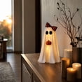 thumbnail image 4 of MYUNNIL 2Pcs Halloween Lighted Standing Ghost Decoration, Cute Light up Warm LED Fabric Ghost Ornament with Pumpkin & Broom, Reusable Freestanding Seasonal Decor for Porch Indoor Party, 16 & 20", 4 of 7