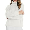 thumbnail image 2 of Qepwscx Women's Chunky Knit Sweaters for Women Winter Casual Long Sleeve Hight Neck Oversized Pullover Sweater Winter Fall Spring Tops Clothes Casual Outfits, 2 of 6